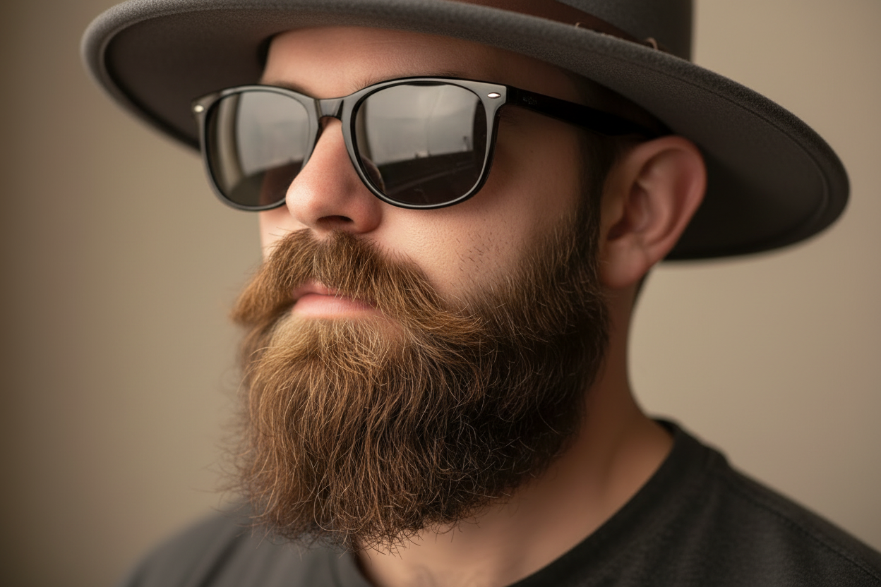 with hat and sunglasses